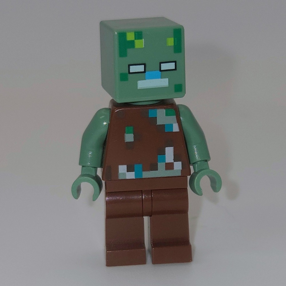 LEGO Minecraft Zombie Minifigure Brown‎ Outfit Green Head and Arms